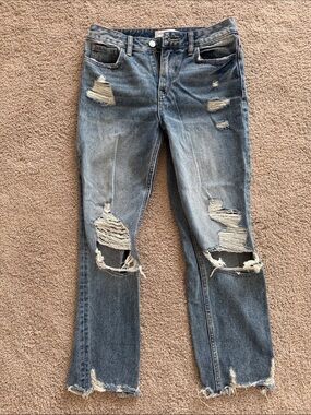 Flying Monkey Distressed Straight-Leg Jeans - Blue